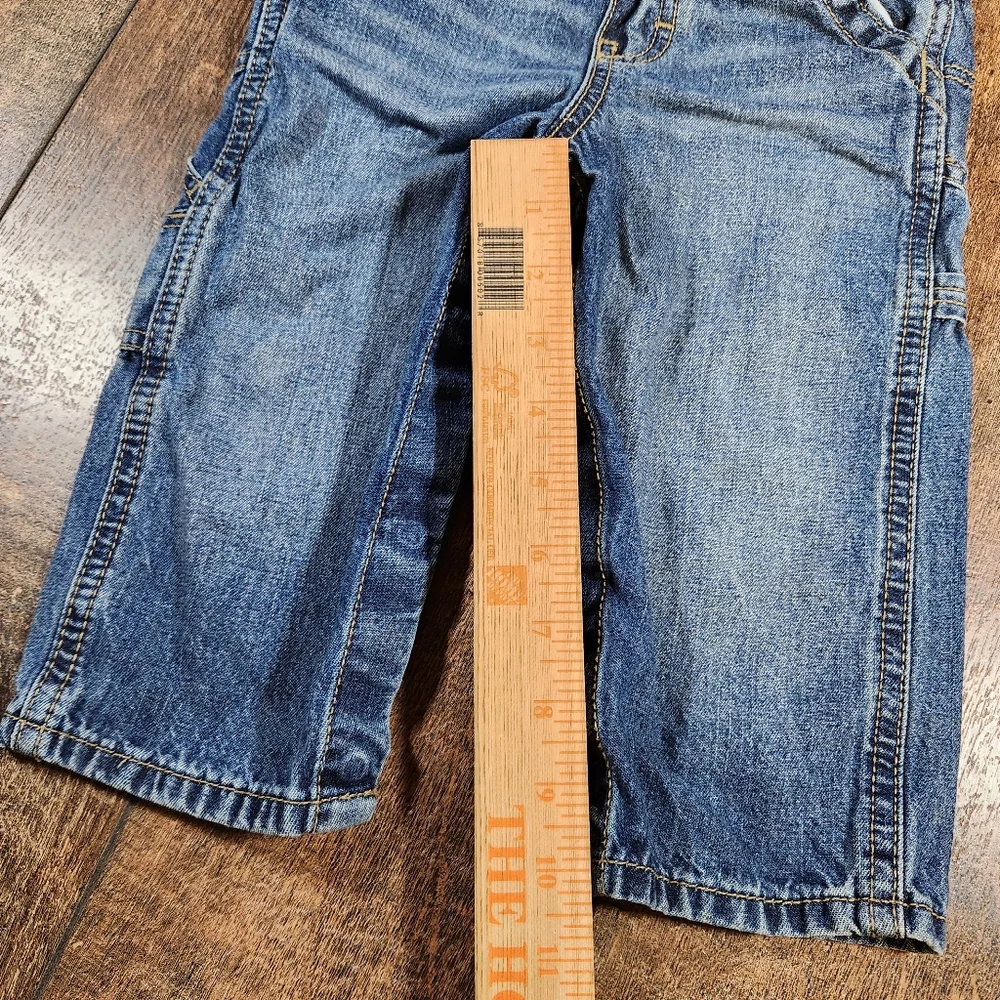 OSHKOSH B'GOSH Boys Denim Blue Jeans Embroidered Overalls 18 Months